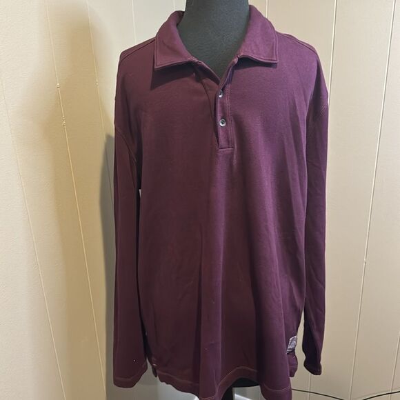 Cooper Jones Supply plum stretch fine knit long sleeve polo. New, with tags. Lrg - Picture 1 of 5